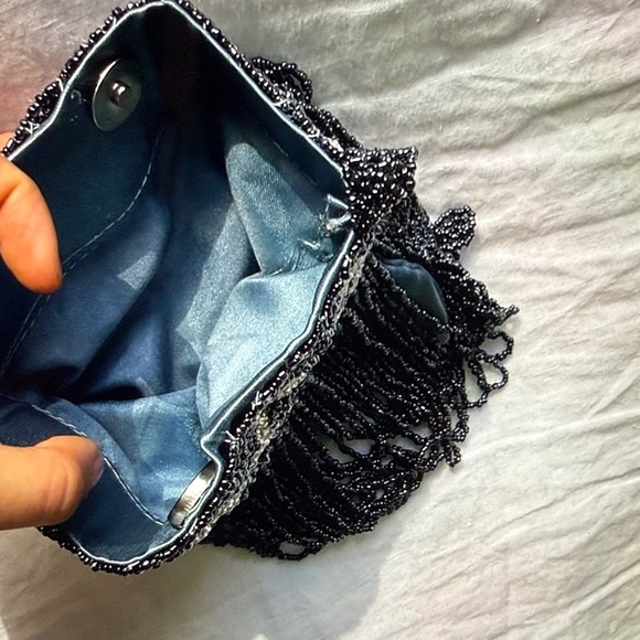 Anthropologie Black and White Beaded Crossbody Bag - Picture 3 of 4